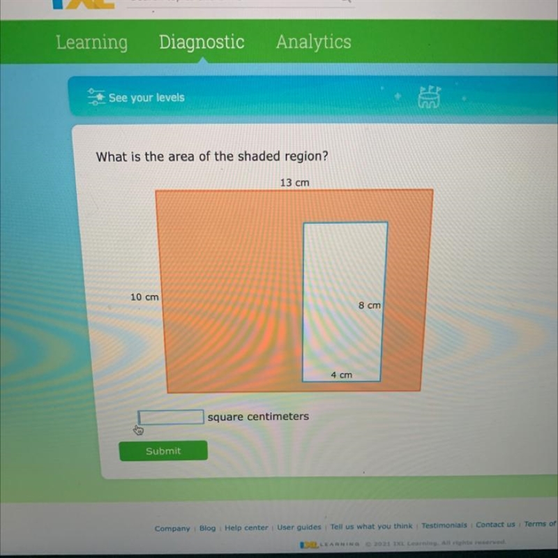 PLEASE HELP ME I MIGHT FAIL What is the area of the shaded region? square centimeters-example-1