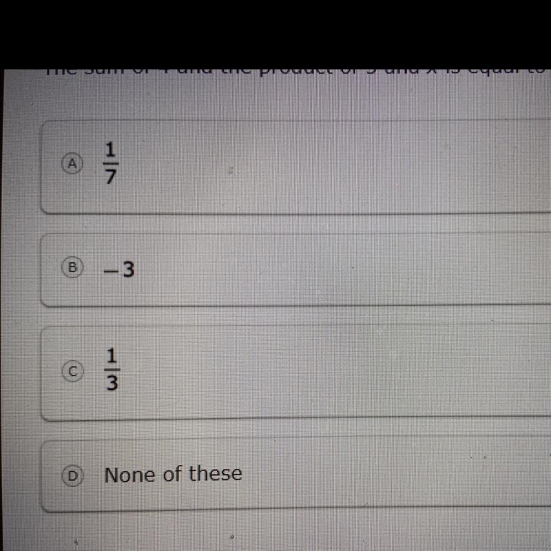 The sum of 4 and the product of 5 and x is equal to 5 less than the product of 2 and-example-1