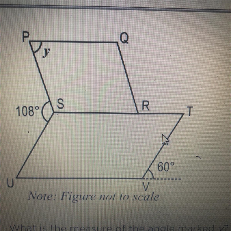 Note: Figure not to scale What is the measure of the angle marked y?-example-1