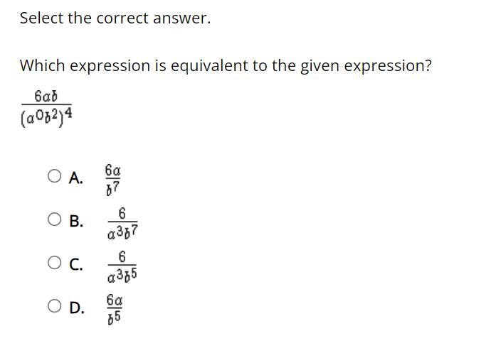 Which expression is equivalent to the given expression?-example-1