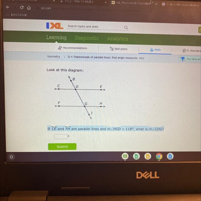 If ce and fh are parallel line and mhgd = 118 what is mCDG-example-1