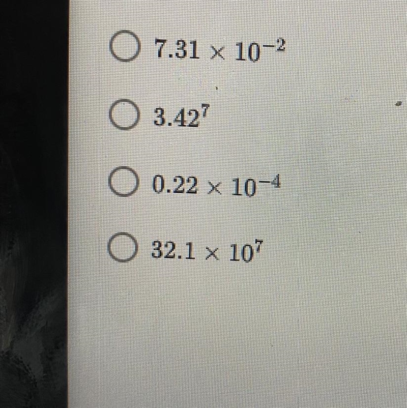 Which of the following expressions is correctly written in scientific notation?-example-1