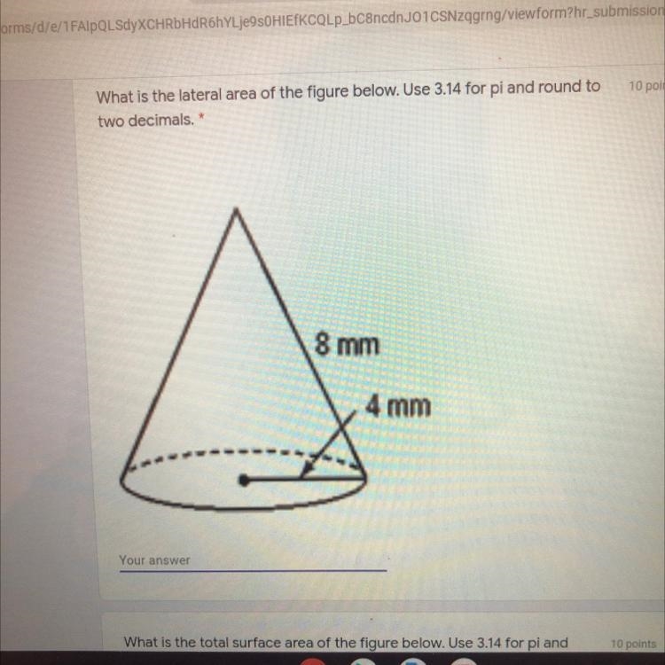 What is the lateral area of the figure below. Use 3.14 for pi and round to two decimals-example-1