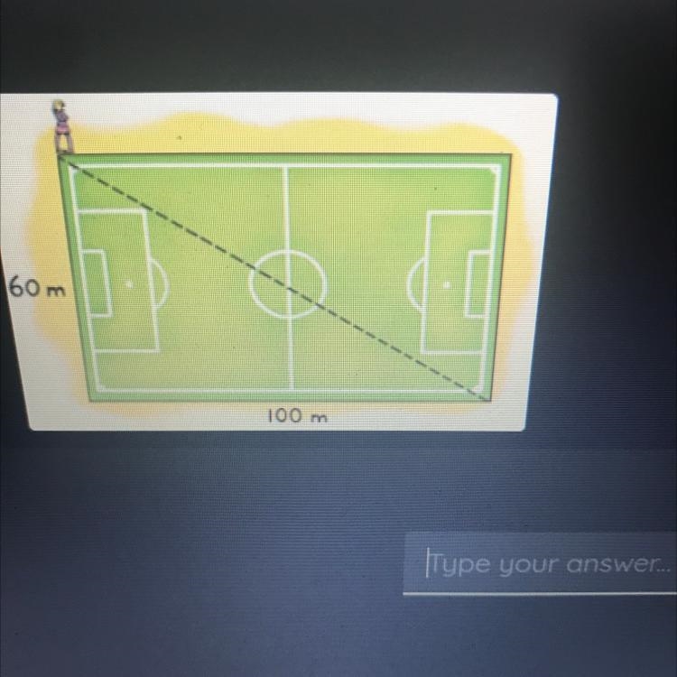 How far would it be if you ran diagonally across the field? Round your answer to the-example-1