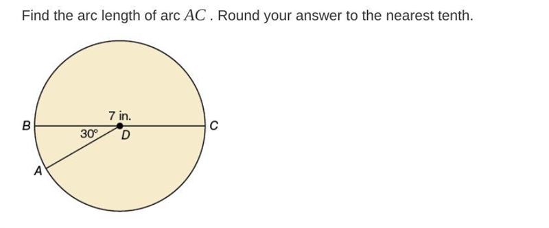 Find the arc length of AC. Round your answer to the nearest tenth-example-1