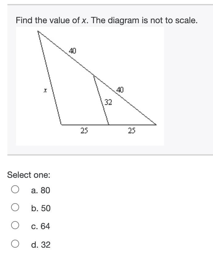 (12) Find the value of x. The diagram is not to scale.-example-1