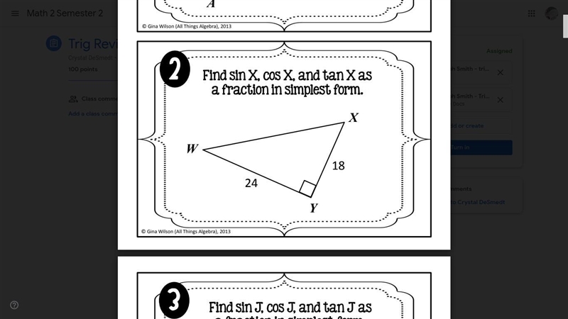 Find sin X, cos X, and tan X as a fraction in simplest form.-example-1