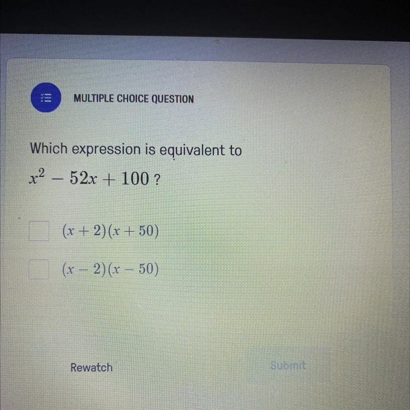 Which equation is equivalent to the equation shown up above ? Help?-example-1