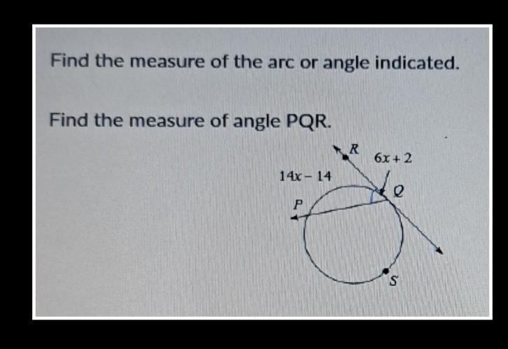 Find the measure of the arc or angle indicated Find the measure of angle PQR a) 248° b-example-1