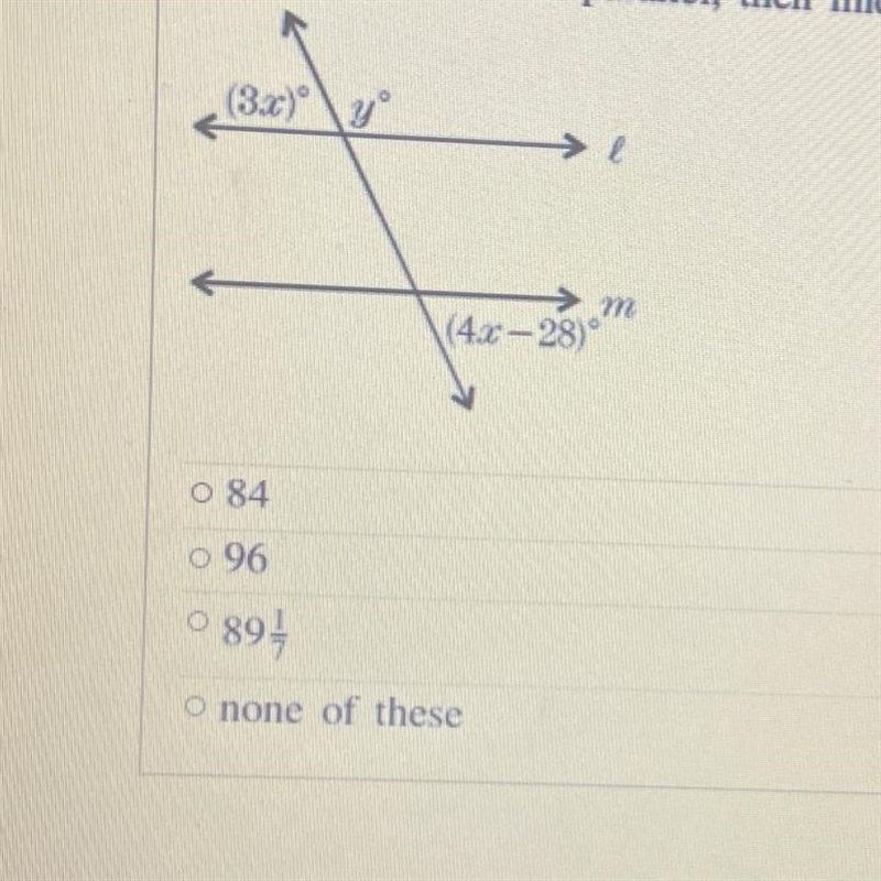 If lines l and m are parallel, then find the value of y.-example-1