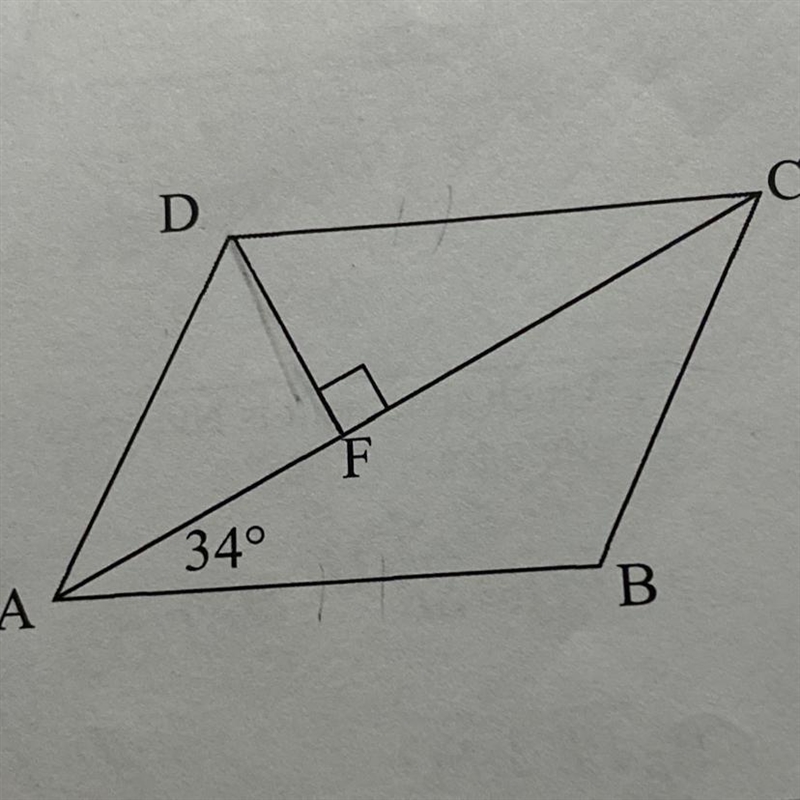 In the accompanying diagram of parrallelogram ADCD, DF is perpendicular to diagonal-example-1