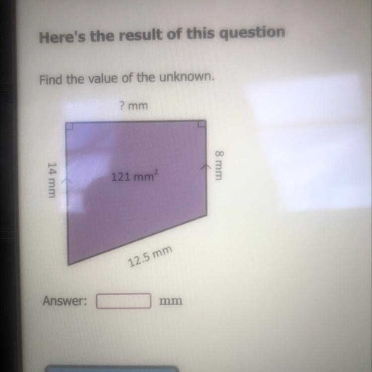 The unknown side of a trapezium.-example-1