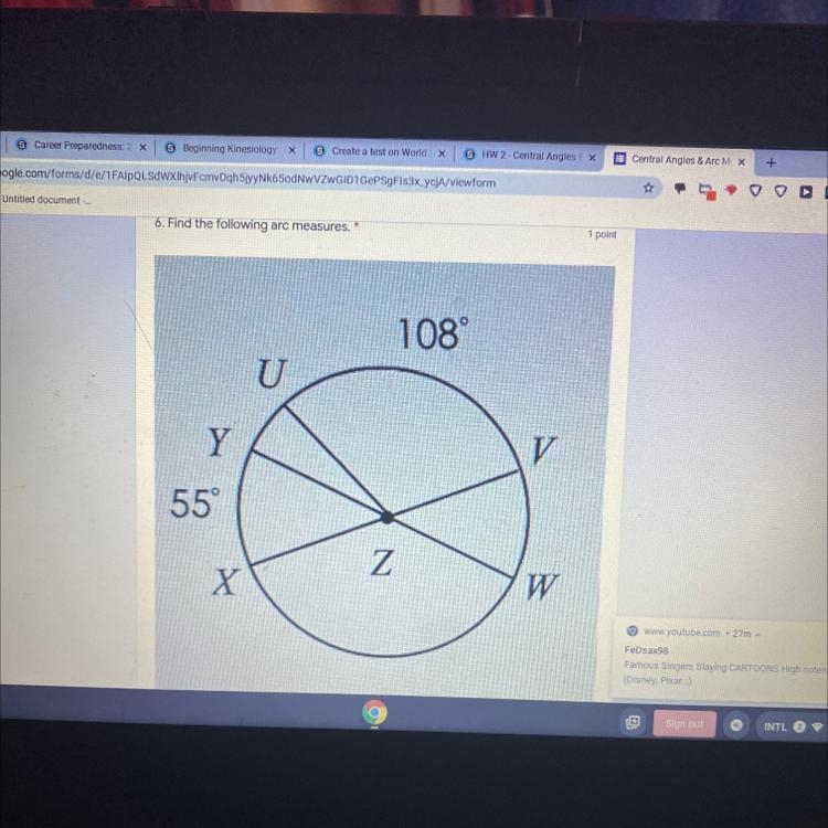 Find the following of each arc measure-example-1