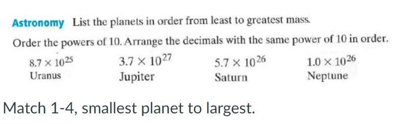 List the planets in order from least to greatest Only give me an answer if you know-example-1