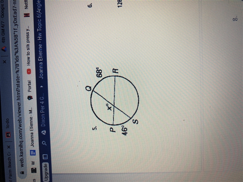 Angles in circle solve for each variable-example-1