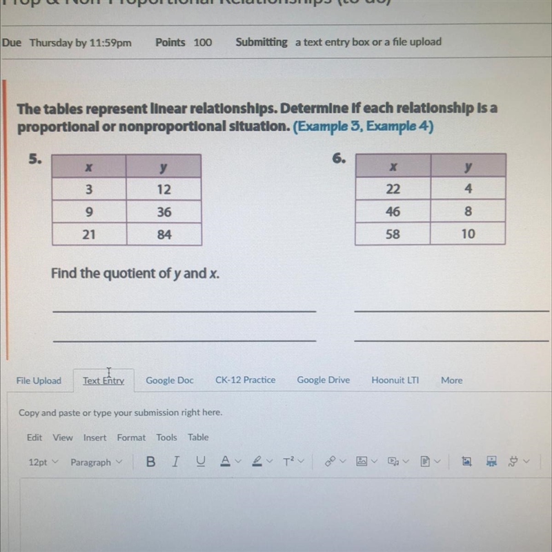 The tables represent linear relationships. Determine if each relationship is a proportional-example-1