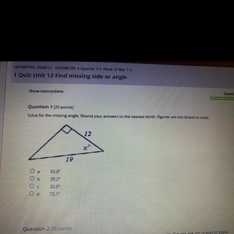 Solve for the missing angle. Round your answers to the nearest tenth. Figures are-example-1