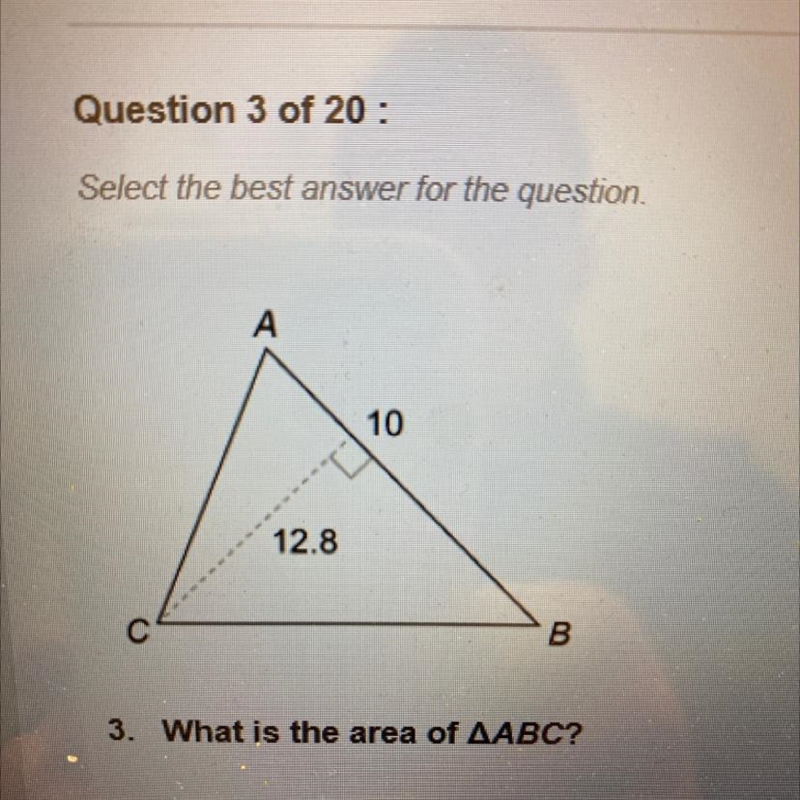 A.42.6 square units B. 128 square units C. 32 square units D. 64 square units-example-1