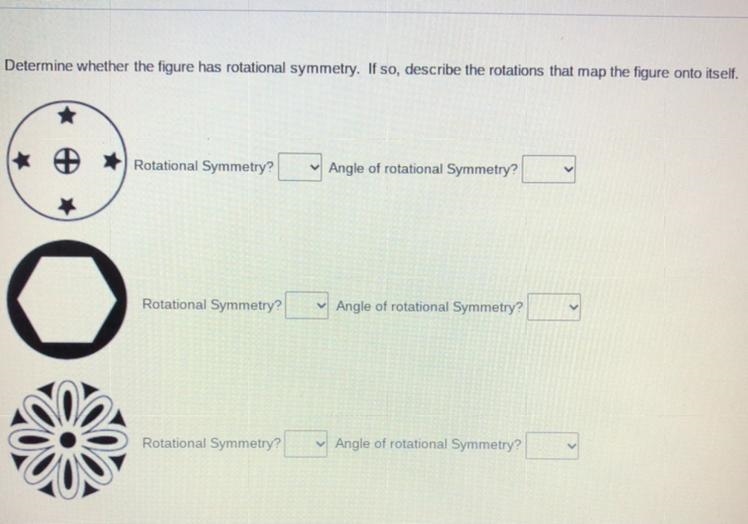 Describe the rotations that map the figure onto itself-example-1