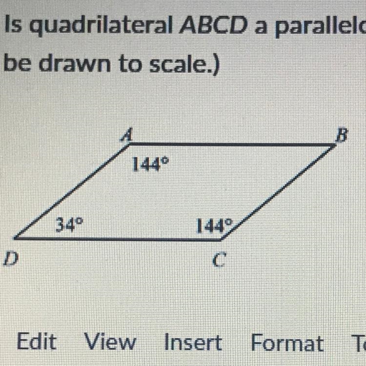 Is quadrilateral ABCD a parallelogram? Explain.-example-1