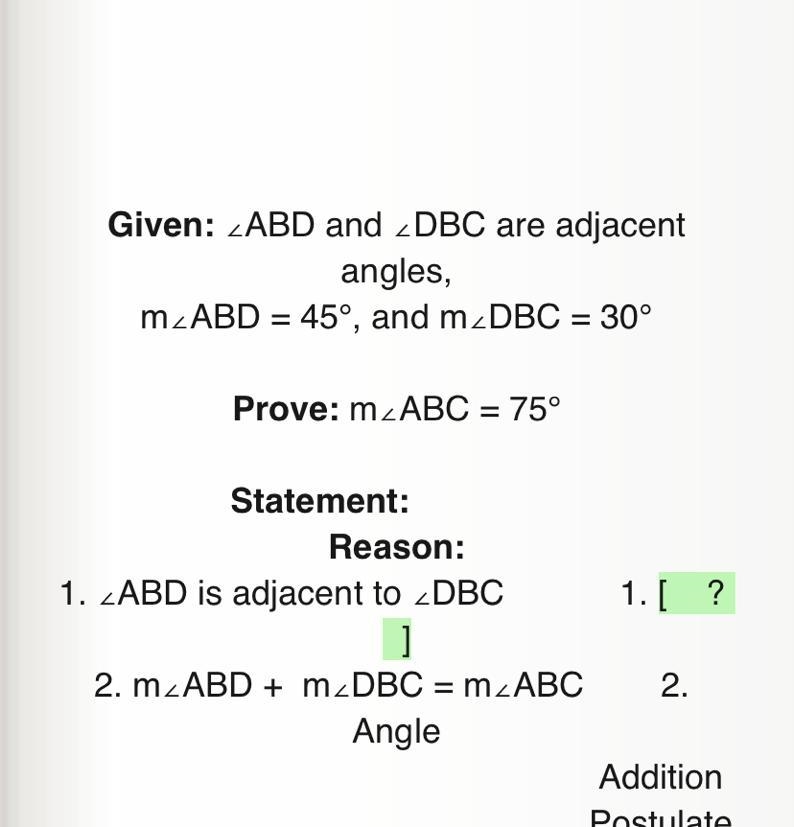 PLEASE HELP ASAP Select the reason that best supports statement 1 in the given proof-example-1