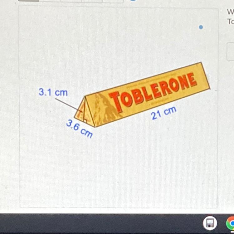 What is the amount of material required to creat a Toblerone box? The triangular base-example-1