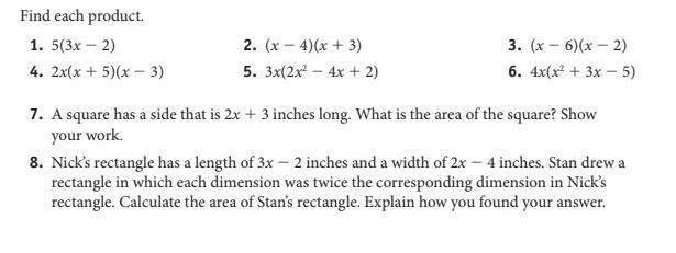 Find each product of the equation. I need help please-example-1