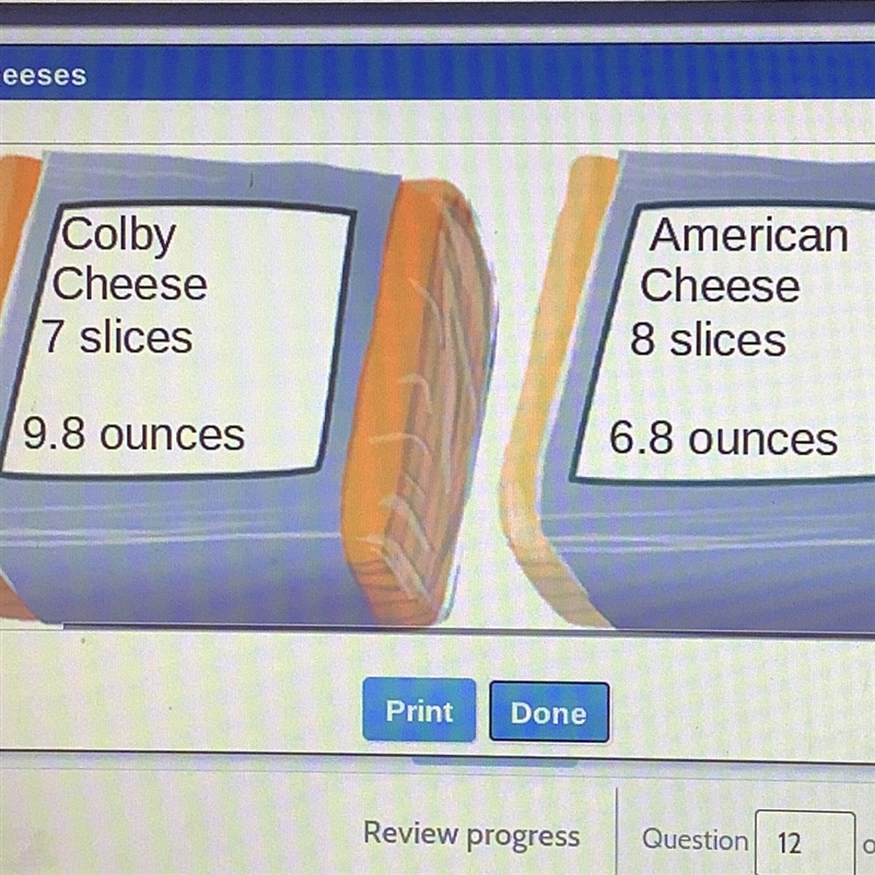 Which package of cheese has the heavier slices? How do you know?-example-1