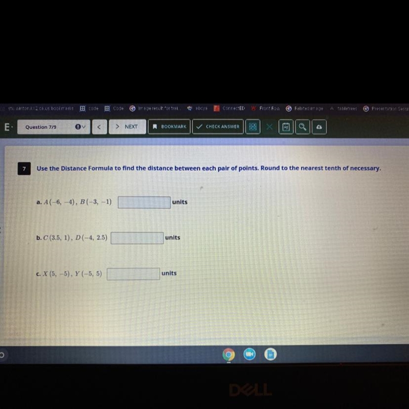 Use the distance formula to find the distance between each pair of points round to-example-1