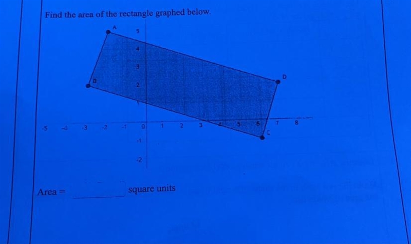 Find the area of the rectangle graphed below. B 1 -2 Area square units-example-1