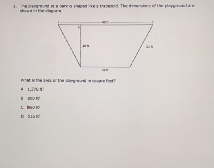 1. The playground at a park is shaped like a trapezoid. The dimensions of the playground-example-1