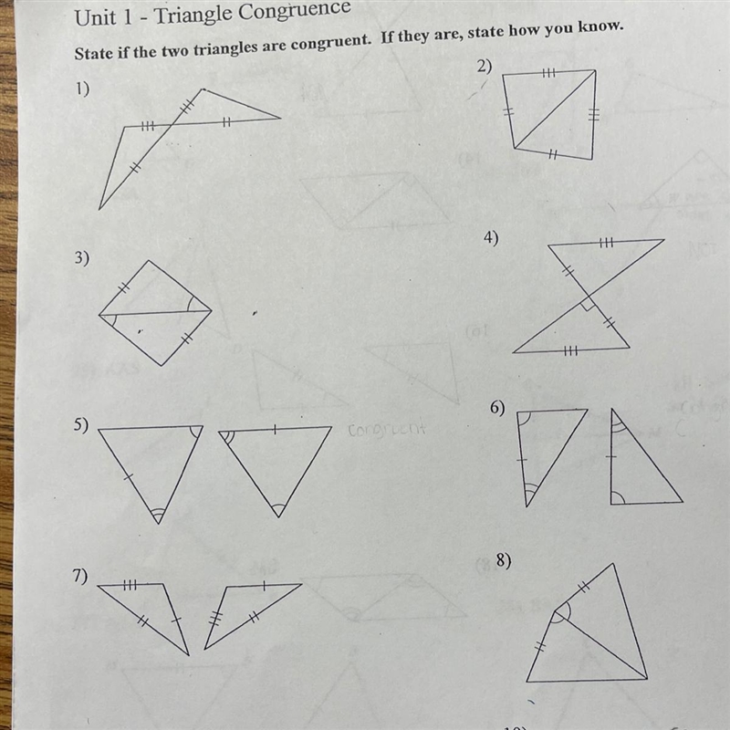 Please help me I don’t understand what I’m supposed to do ! Unit 1 - Triangle Congruence-example-1