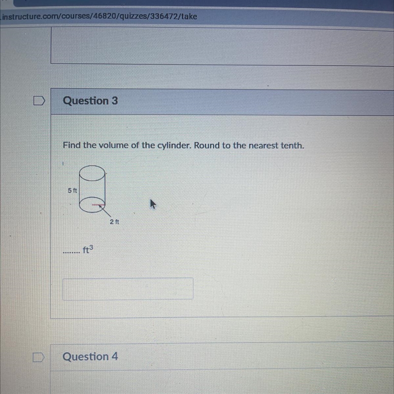 Find the volume of the cylinder. Round to the nearest tenth 5 ft 2 ft-example-1