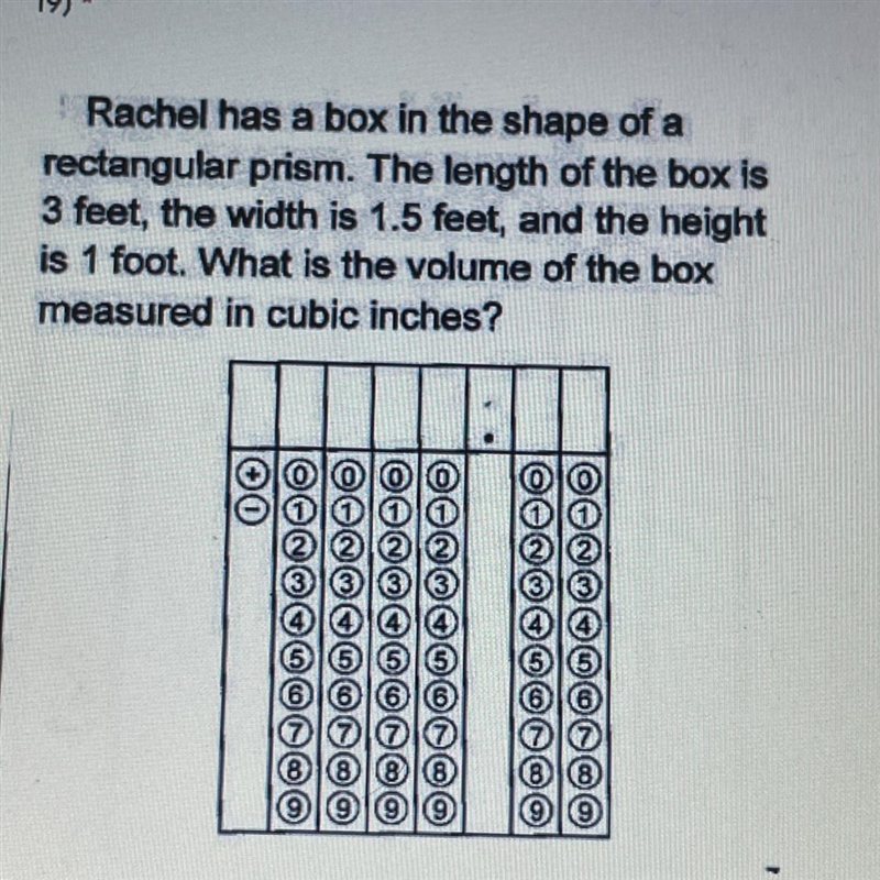 Rachel has a box in the shape of a rectangular prism. The length of the box is 3 feet-example-1