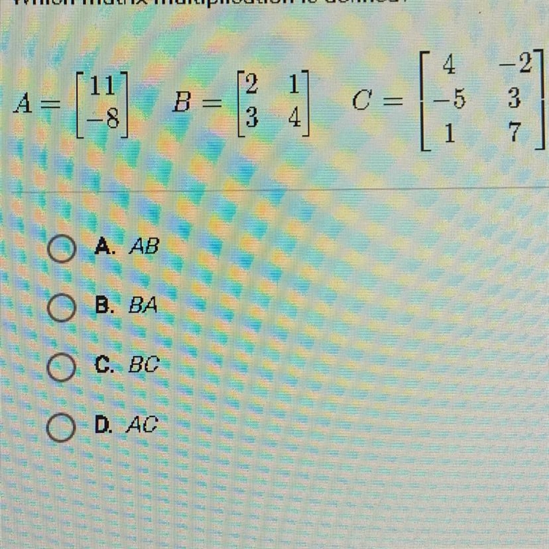 Appreciate all the help :) Which matrix multiplication is defined?-example-1