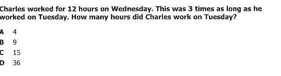 Charles worked for 12 hours on Wednesday. This was 3 times as long as he worked on-example-1