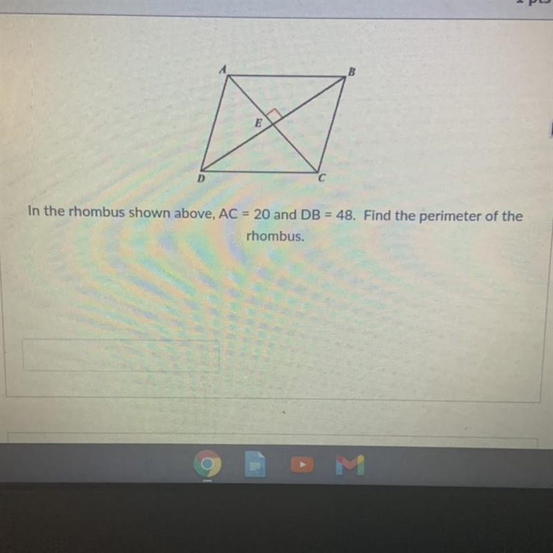 1. Find the perimeter of the rhombus above. ASAP pleasee-example-1