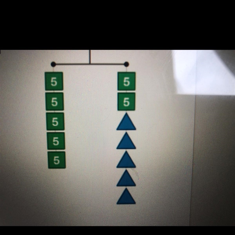 Does anyone know if each square weighs 5 pounds. what is the weight of a single triangle-example-1