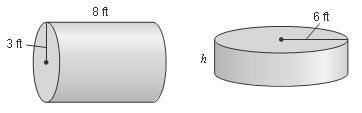 Two fuel tanks with the dimensions shown have the same volume. What is the value of-example-1