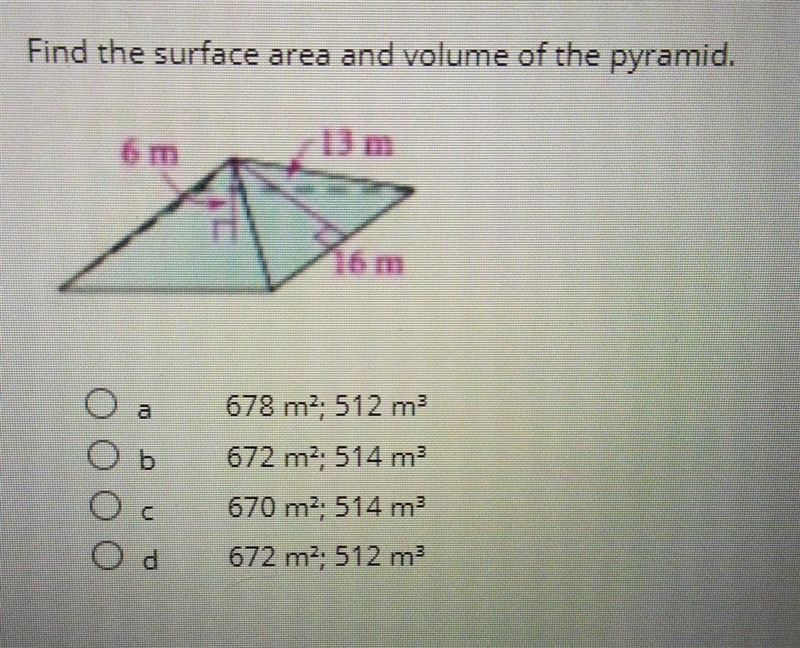 Find the surface area and volume of the pyramid. ​-example-1