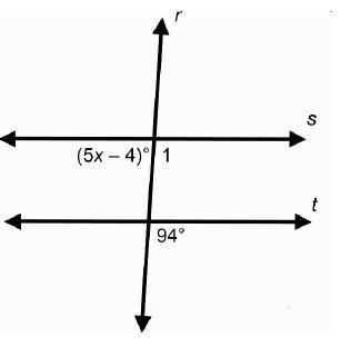 Parallel lines s and t are cut by a transversal, r, as shown What is the value of-example-1