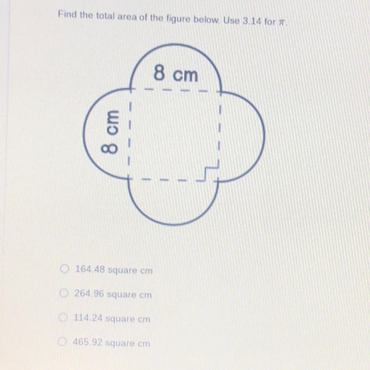 Find the total area of the figure below. use 3.14 for pi-example-1