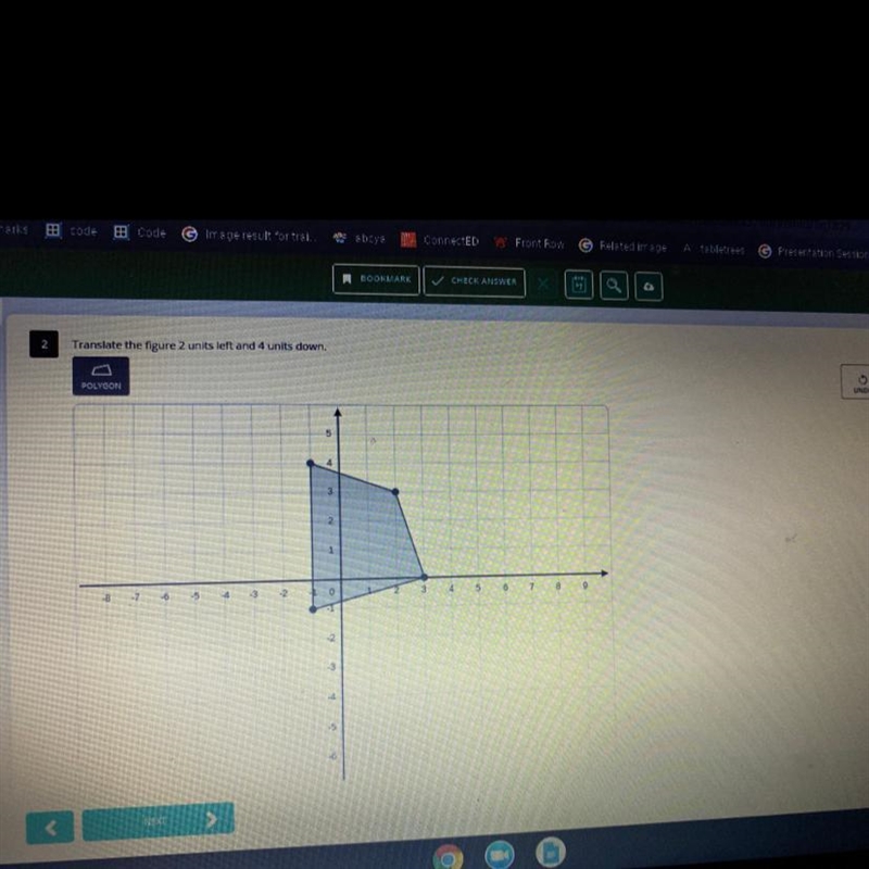 Translate to figure 2 units left and four units down-example-1