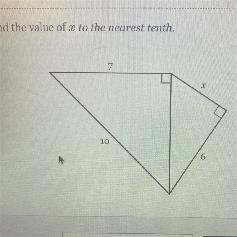 Find the value of x to the nearest tenth. 7 х 10 6-example-1