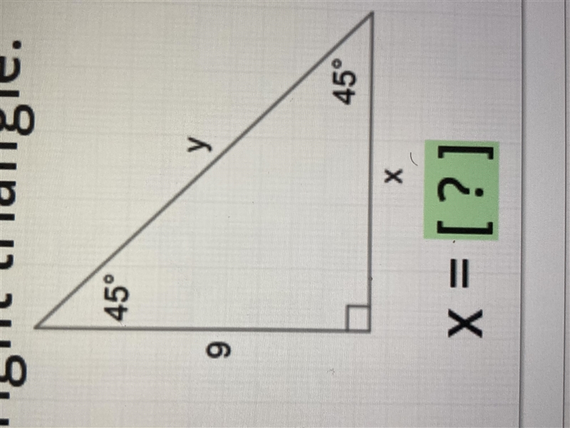 Find the indicated side of the right triangle x=-example-1