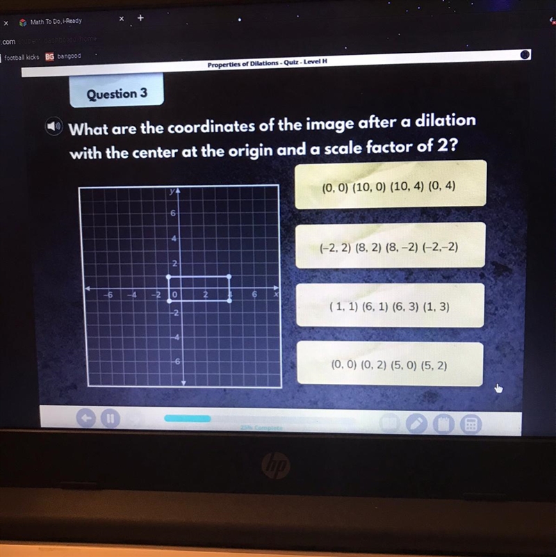 What are the coordinates of the image after a dilation with the center at the origin-example-1