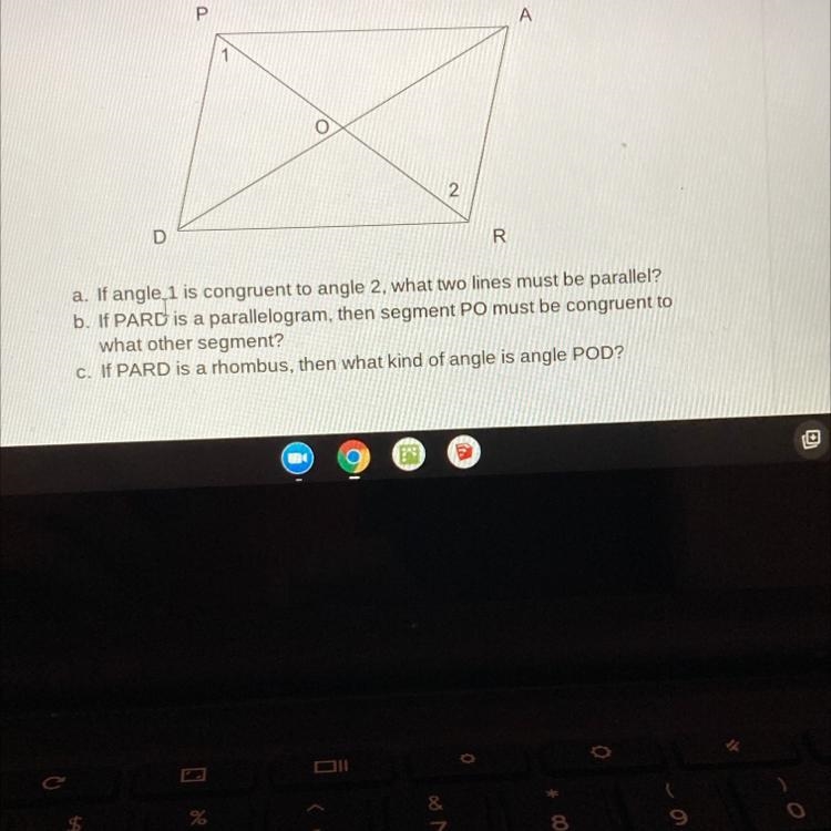 Question 2: Use the diagram below to answer parts a, b, and c. a. If angle 1 is congruent-example-1