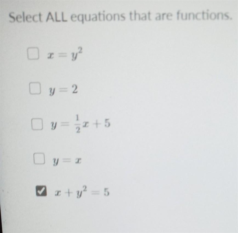 Select ALL equations that are functions. ​-example-1