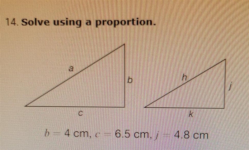 Solve using proportions. The triangles are similar, find the length of side (k) using-example-1