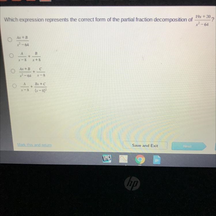 Which expression represents the correct form of the partial fraction decomposition-example-1